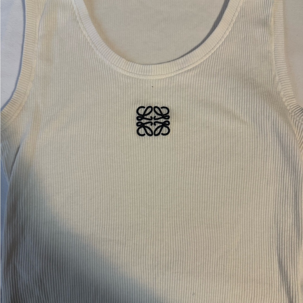 Loewe Anagram White Ribbed Tank Top
